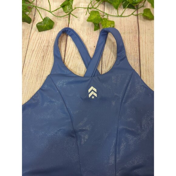BARRY'S Women's Stone Blue Cross Back Sports Bra Athletic Workout Siz Medium $62 - Picture 3 of 6